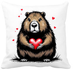 printfashion Capybara valentin - Párnahuzat, Díszpárnahuzat - Fehér (17229345)