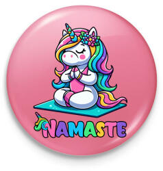 printfashion Unikornis jóga - Kitűző, hűtőmágnes - Rózsaszín (16971973)