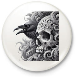 printfashion Koponya - Kitűző, hűtőmágnes - Fehér (17200578)