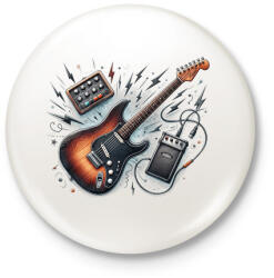 printfashion gitáros - Kitűző, hűtőmágnes - Fehér (17263196)