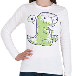 printfashion Plüss dínó - Női hosszú ujjú póló - Fehér (17121987)