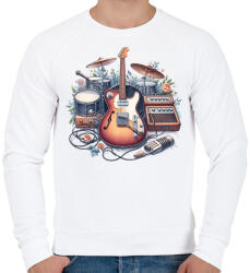 printfashion gitáros - Férfi pulóver - Fehér (17263249)