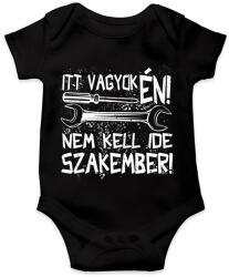 printfashion itt vagyok én nem kell ide szakember fehér - Baba Body - Fekete (17195175)