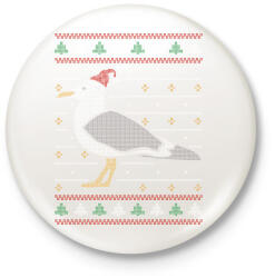 printfashion Karácsonyi sirályos csúnya pulcsi - Kitűző, hűtőmágnes - Fehér (17000298)