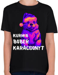 printfashion Kurwa bober karácsonyt - Gyerek póló - Fekete (17107085)