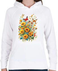 printfashion Virágok - Női kapucnis pulóver - Fehér (17077199)
