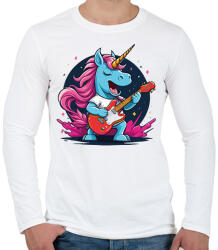 printfashion Gitáros unikornis - Férfi hosszú ujjú póló - Fehér (17070588)