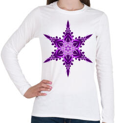 printfashion Hópehely mandala - lila - Női hosszú ujjú póló - Fehér (17022463)