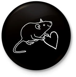 printfashion Patkány szerelem - Kitűző, hűtőmágnes - Fekete (17228915)