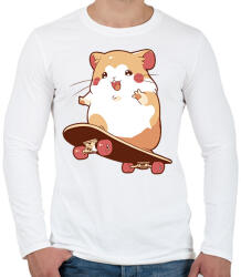 printfashion Gördeszkás hörcsög - Férfi hosszú ujjú póló - Fehér (17179528)