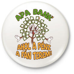 printfashion Apa bank - Kitűző, hűtőmágnes - Fehér (17475094)