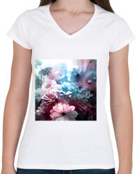 printfashion virágok 4.2 - Női V-nyakú póló - Fehér (17327145)