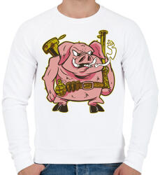 printfashion Katona malac - Férfi pulóver - Fehér (17034986)