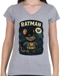 printfashion Ratman - Női V-nyakú póló - Sport szürke (17444432)