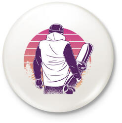 printfashion Snowboardos - Kitűző, hűtőmágnes - Fehér (17015580)