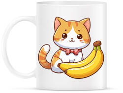 printfashion Banános cica - Bögre - Fehér (17420411)