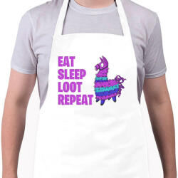 printfashion Eat Sleep Loot Repeat - Kötény - Fehér (17379718)