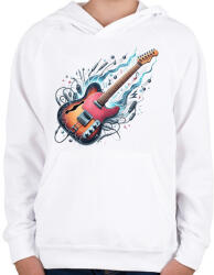printfashion gitár - Gyerek kapucnis pulóver - Fehér (16879434)
