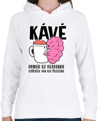 printfashion Kávé amikor az agyadnak szüksége van egy ölelésre - Női kapucnis pulóver - Fehér (17306050)