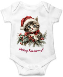 printfashion Karácsonyi cica sapiban - Baba Body - Fehér (17153715)