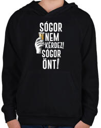 printfashion Sógor nem kérdez sógor önt - Gyerek kapucnis pulóver - Fekete (16930978)