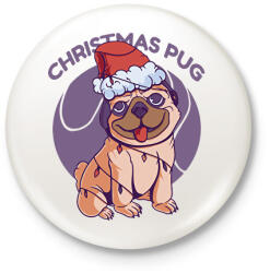 printfashion Karácsonyi mopsz - Kitűző, hűtőmágnes - Fehér (16993549)