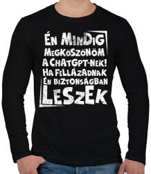 printfashion Én mindig megköszönöm - Férfi hosszú ujjú póló - Fekete (17477391)