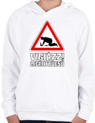 printfashion Vigyázz Legénybúcsú - Gyerek kapucnis pulóver - Fehér (17477930)