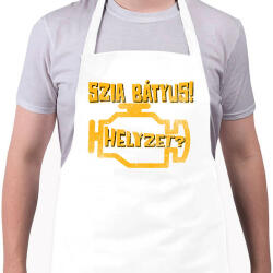 printfashion Szia Bátyus! Helyzet? (Check Engine) - Kötény - Fehér (17294234)