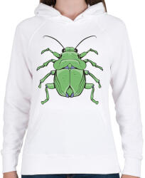 printfashion Zöld Poloska - Női kapucnis pulóver - Fehér (17357236)