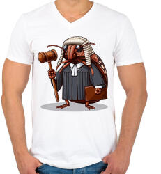printfashion Bíró - Férfi V-nyakú póló - Fehér (17346381)