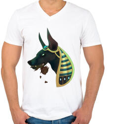 printfashion ANUBIS WITH ROSE SMITE - Férfi V-nyakú póló - Fehér (17255133)