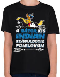 printfashion Yakari - Yakari a bátor kis indián - Gyerek póló - Fekete (17372095)