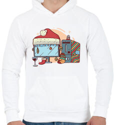 printfashion Karácsonyi számítógép - Férfi kapucnis pulóver - Fehér (16983403)