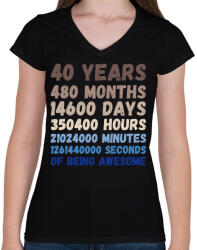 printfashion 40 Years - Női V-nyakú póló - Fekete (16889223)