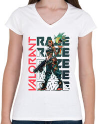 printfashion valorant raze - Női V-nyakú póló - Fehér (17332476)