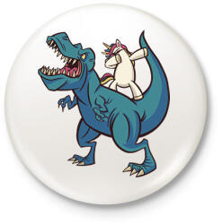 printfashion Unikornis dínó háton - Kitűző, hűtőmágnes - Fehér (17115066)