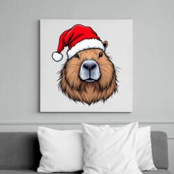 printfashion Karácsonyi capybara - Vászonkép - Fehér (16959828)