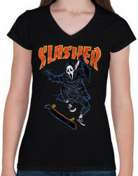 printfashion Slasher - Női V-nyakú póló - Fekete (16903133)