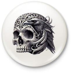 printfashion Koponya - Kitűző, hűtőmágnes - Fehér (17197389)