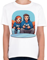 printfashion Gamer pár - Gyerek póló - Fehér (17181798)