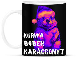 printfashion Kurwa bober karácsonyt - Bögre - Fekete (17107396)