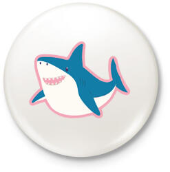 printfashion Boldog cápa - Kitűző, hűtőmágnes - Fehér (17109626)