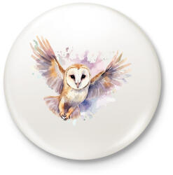 printfashion Bagoly - Kitűző, hűtőmágnes - Fehér (17411782)