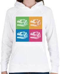printfashion Dínó koponyák - Női kapucnis pulóver - Fehér (17028947)