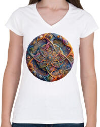 printfashion mandala - Női V-nyakú póló - Fehér (17258334)