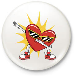 printfashion Dabbelő szív - Kitűző, hűtőmágnes - Fehér (17122696)