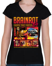 printfashion Brainrot Italy Choose your fighter - Női V-nyakú póló - Fekete (17434121)
