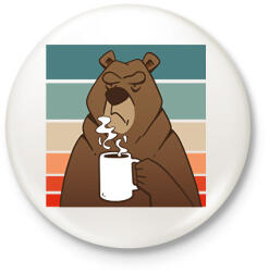 printfashion Kávézó medve - Kitűző, hűtőmágnes - Fehér (17075428)