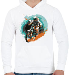 printfashion Motoros űrhajós - Férfi kapucnis pulóver - Fehér (17046300)